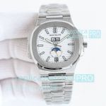 TW Swiss Copy Patek Philippe V2 Nautilus 5726 Moon Phase White Dial SS Watch 